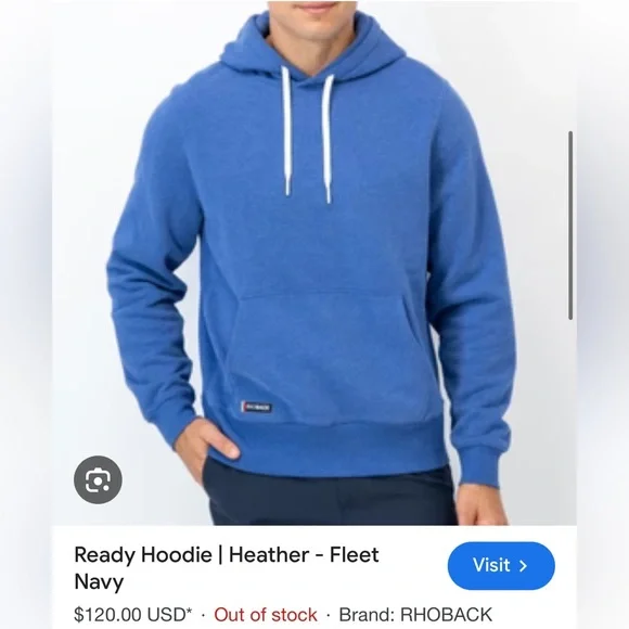 Rhoback Ready Hoodie men’s size large / fall 2025 - heathered blue - Picture 15 of 16